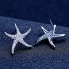 Pendiente estilo estrella de mar relleno de oro blanco 5A diamante transparente Cz pendientes de compromiso para boda para mujer festival Gift2781