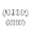 Gold Silver Plated Top Bootom Vampire Teeth Grillz Protector Halloween Christmas Party Vampire Fangs Grills Set8192605