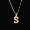 En gros 26pcs / Lot Hip Hop Bijoux Micro-inserts Zircon A-Z Anglais Bulle Lettres Pendentif Collier Pour Hommes Femmes DIY Couples Cadeau