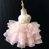 Küçük Muse Çiçek Kız Elbise Düğün Dantel Aplikler Için Sequins Jewel Boyun Katmanlı Etekler Kızlar Pageant Elbise Çocuklar Örgün Giyim