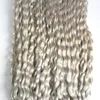 Extensões de cabelo cinza prata onda de água encaracolado Extensões de cabelo Remy Pré Ligado Nano Loop Anel Cabelo 200g 7a 200 pcs Nano Anéis Contas