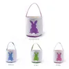 Cesta de Pascua Bolsas de conejito de Pascua Bolso Conejo Impreso Lienzo Tote Bag Cestas de caramelos de huevo 4 colores Mar OOA3960