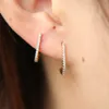 whole gold plated jewelry micro pave clear bling cz bar J shaped stud uniqued new design earring for women230n