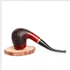 Pipa per tabacco curva in legno di sandalo rosso fatta a mano con filtro da 9 mm in mogano 653