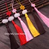 Natural Jade Lotus Hand Fan Tassel Charm Chinese knot Accessories Folding Fan Decoration Pendant DIY Bag Car Hanging