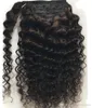 Impressionante baixo e elegante onda profunda cabelo humano rabo de cavalo para mulheres negras 1 pcs 26inch envoltório weave pilha de cabelo 160g
