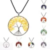 Creative Natural Grus Tree of Life Necklace Handgjorda Crystal Pendant Sweater Chain 7 Chakra Natural Stone Halsband 16 stilar