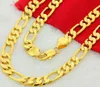 Italienische Herren-Halskette mit Figaro-Gliederkette, 10 mm, 14 Karat Gelbgoldfüllung, 61 cm