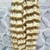 613 Bleach Blonde Нанесение ленты клейки кожи Утканые волосы 100 г 40 шт. / Установите AFRO Kinky Кудрявая лента в наращиваниях человека
