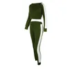 Running Sets Women Shirts Pant Long-Sleeved Suit Stitching Crop Sexy Top Tracksuit Female Sportswear Workout Sports Fitness