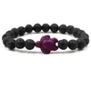Tortoise Charms 8mm Natural Black Lava Stone Beads Bracelet Essential Oil Perfume Diffuser Bracelets Stretch Yoga Jewelry