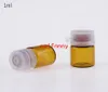 100 teile/los Schnelle Lieferung 1 ML 2 ML Braune Flasche Ätherisches Öl, Bajonettverschluss Flasche Aufreißverschluss, kosmetische Glasflasche