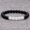 Perles mates noires de mode 8 MM avec Bracelet en cristal fissuré blanc pour femmes hommes Yoga amant strass Bracelet accessoires