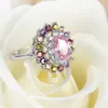 Mezza dozzina regalo di San Valentino rosa fuoco Kunzite gemma di cristallo Russia 925 Sterling Silver Weddiing Ring