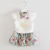 Kinder Blumen Outfits Mädchen Top + Blumenröcke 2 teile/satz 2018 Sommer Baby Anzug Boutique Kinder Kleidung Sets 2 Farben C3837