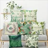 2020 Rainforest Leaves Afrika Tropiska Växter Hibiskus Blomma Kasta Linne Pillow Case Chair Sofa Kudde Cover Gratis frakt