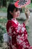 Asiatisk Standard Traditionell Japansk Blommig Kimono Med Obi Kvinnors Bomull Bad Robe Yukata Kvinna Vintage Cosplay Kostym Aftonklänning