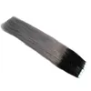 Ombre Tape Extensions Proste Human Hair 18 "20" 22 "24" Taśma Virgin Peruwiańska Skóra Weft Tape In On Skin Hair Extension 40 szt