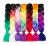 Jumbo trenzas pelo Ombre Kanekalon Crochet trenzado extensión de cabello sintético para trenzas azul rosa 24 pulgadas 100 g/paquete