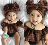 Mignon nouveau-né bébé fille vêtements hors épaule à volants débardeurs + bandeau + shorts 3 pcs été bébé vêtements tenues