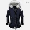 Winter Jacket Men Fur Thick Windbreaker Long Coat Chaqueta Hombre Mens Casual Outwear Winter Coats Bomber Leather Hooded Jackets