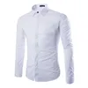 5 couleurs taille asiatique XXXL hommes à manches longues coupe ajustée chemise habillée bouton couvert plaine blanc rose chemises hommes vêtements 2018 CS11