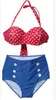 Yüksek Bel Bikini Kadınlar Vintage Pin Up Mayo Polka Dot Seksi Mayo Moda Retro Biquini Maillot de Bain Mayo Beachwear B4043