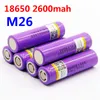 100% original battery LiitoKala M26 18650 2600mah 10A 2500 li-ion rechargeable power safe for ecig/scooter