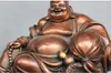 13 '' الصين الصرفة البرونز الكبير الدهون يضحك بوذا مايتريا تمثال