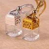 High Quality 5ml car hanging perfume diffuser glass bottle square car perfume bottle hanging decoration LX3012