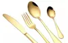 Rostfritt stål guldplattor uppsättningar sked gaffelkniv te sked servis uppsättning kök bar redskap 4 stil set