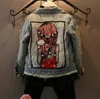 Moda Meninas Jaqueta Jaquetas Ao Ar Livre Para Cool Kid Mangas Compridas Turn-down Collar Botões Casacos de Bolso Menina Denim Outerwear Roupa Dos Miúdos