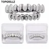 TOPGRILLZ Hip Hop Grills Set Gold Finish Eight 8 Top Teeth 8 Bottom Tooth Plain Clown Halloween Party Jewelry8490594