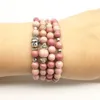 SN1380 Fashion Women`s Bracelet Yoga 108 Mala Balance Bracelet 6 mm Rhodonite Stone Jewelry Trendy Buddha Head Necklace