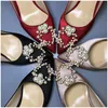 Fashion High Heel Silk Bröllop Skor För Brud Rhinestones Stilettos Lyxig designer Heels Pearls Poined Toe 4 Färger Brudskor