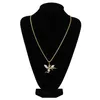 Hip Hop Copper Gold Silver Color Plated Iced Out Micro Pave CZ Stone Angel Wing Pendant Necklace For Men Women262K