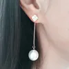 Boucles d'oreilles longues pour femmes, boucles d'oreilles pendantes en perles, accessoires bijoux de fête de mariage en Zircon