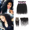 Superior Leverantör Brasilianska Virgin Hårförsäljare Kinky Curly Human Hair Weave Bundlar med Lace Frontal Closure Hair Extensions Wefts för dig