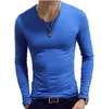 T-shirt da uomo T-shirt a maniche lunghe in puro cotone con scollo a V da uomo T-shirt primavera autunno Slim 14 colori Taglia M-2XL1