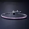 New Brand Simple Fashion Jewelry Hot Sale White Gold Filled Multi Gemstones CZ Diamond Pulling Adjustable Lucky Bracelet for Women
