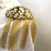 1 Pair handmade kpop vintage fashion women accessories gold and silver color rhinestone tassel Epaulette/epaulet/pin badge charreteras/ wholesale