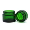 Tarro cosmético de cristal verde Tarjetas de crema de bálsamo de labios Botellas de cristal redondas Tubo de ensayo con forros PP interior 20 g 30 g 50 g