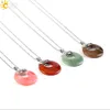 CSJA New Agate Women Necklace 중공 서클 빈티지 펜던트 Reiki Healing Natural Gem Stone Lapis Lazuli Rose Quartz 여자 친구 g6446395