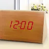 Horloge triangulaire en bois LED créative, réveil intelligent à commande vocale pour chambre à coucher, bureau, maison-lumière rouge