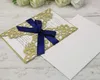 2020 New Arrival Fit 5*7 Dark Gold Wed Invitations Cards With Ribbon For Wedding Bridal Shower Engagement Birthday Graduation Party Invite