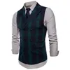 Nibesser plus storlek Vest Men Casual Double Breasted Mens ärmlös kostym Vest Autumn Vintage Plaid Slim Male Waistcoat 4xl246y