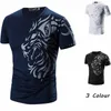 Tattoo-Druck, kurze Ärmel, Rundhalsausschnitt, Herren-T-Shirts, Sommer, lässig, Alltagskleidung, Kleidung, Schwarz, Weiß, Marineblau4456257