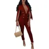 NEW Cloak Trousers Rompers Womens Jumpsuit V Neck Buttons Outfits Evening Party Overalls Full Bodysuit Bodycon Sexy Jumpsuits