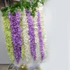 10st / lot simulering 3 gaffel wisteria hortensia blomma sträng bröllop diy rotting dekorativa rotting för bröllop och heminredning