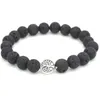 Arbre de vie breloques 8mm pierre de lave noire Bracelet perlé Bracelet diffuseur d'huiles essentielles roche volcanique cordes à main MKI